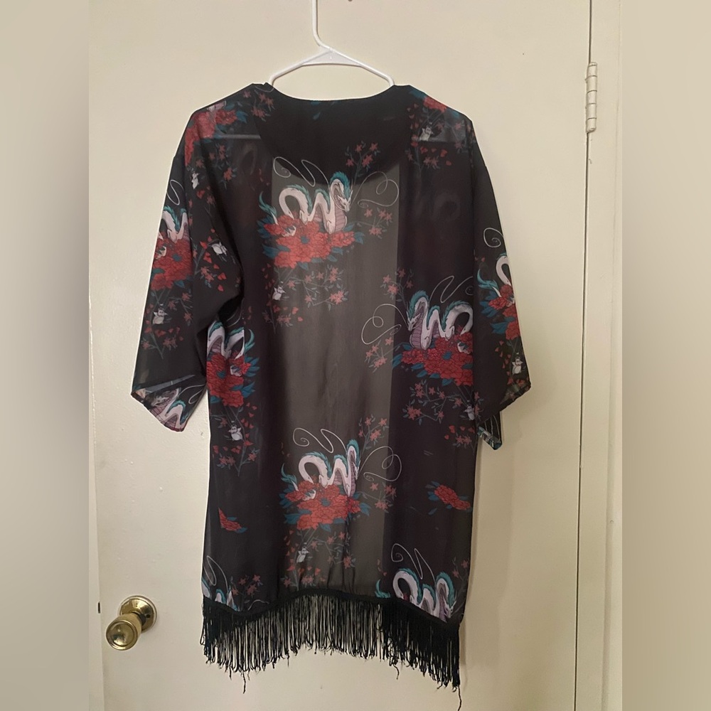 Spirited Away Studio Ghibli Her Universe dragon black sheer kimono duster fringe